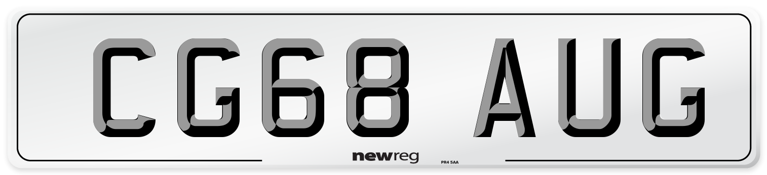 CG68 AUG Number Plate from New Reg